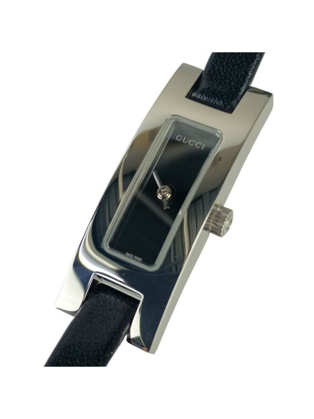 Gucci Watch Black Silver Stainless Steel Leather